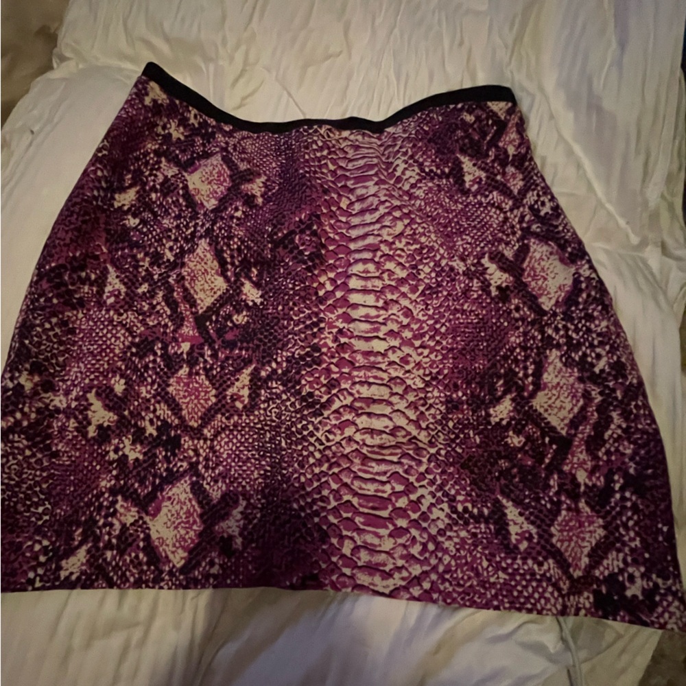 LOFT Purple Patterned A-Line Skirt